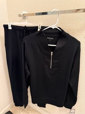 Softies Women's Black Zip-Neck Sweatshirt & Joggers Set Retails for $170